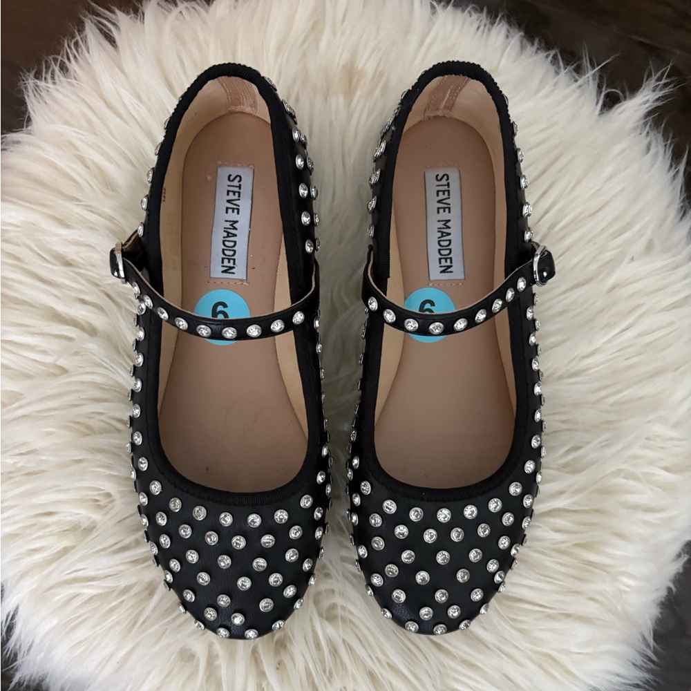Steve Madden Black Studded Mary Jane Flats